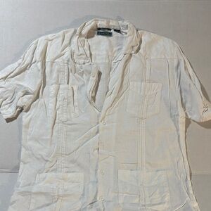 White Linen Cuban Button-Up Shirt